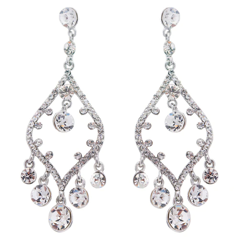 Bridal Wedding Jewelry Crystal Rhinestone Earrings Silver